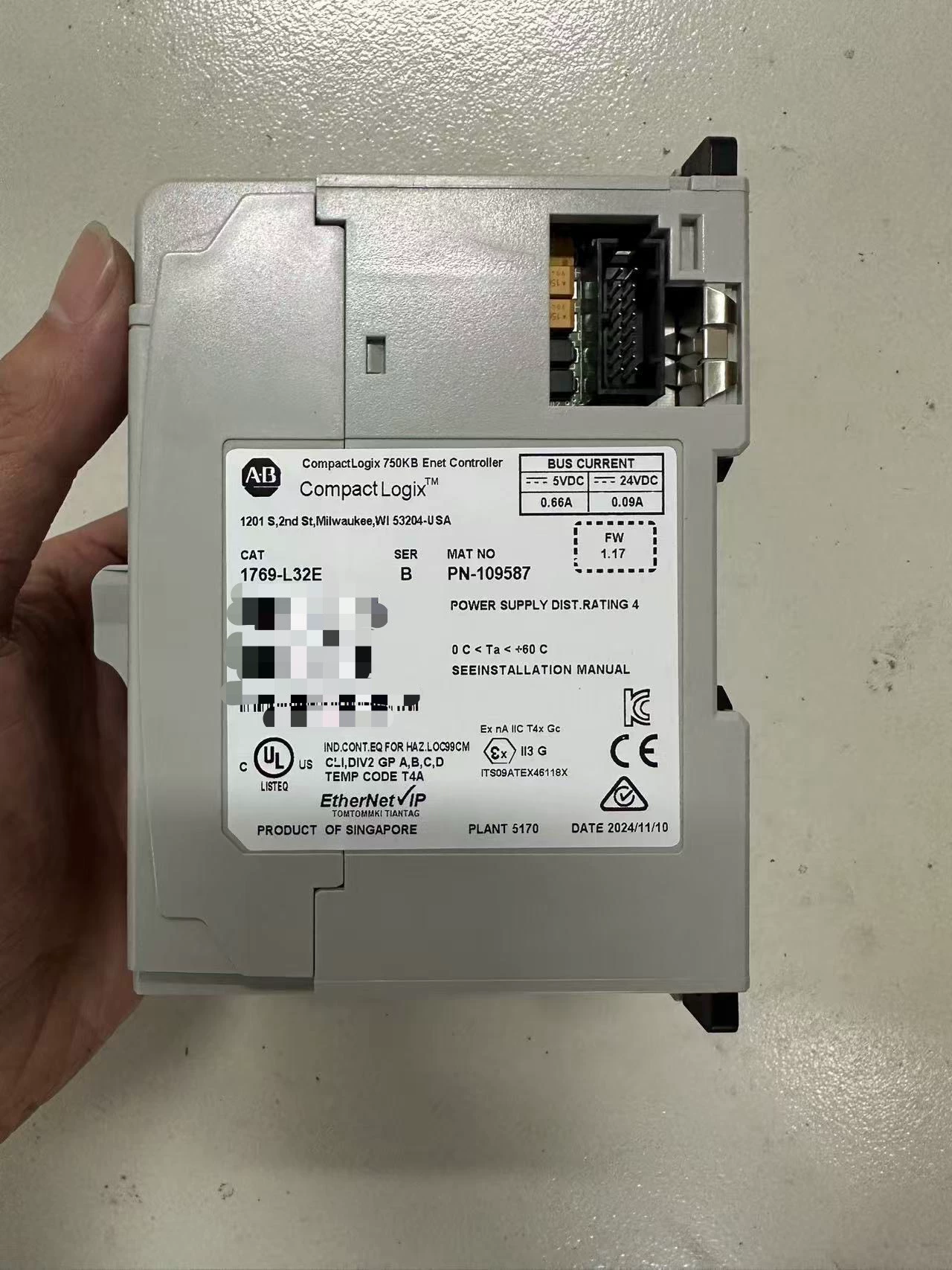 Controlador Ethernet CompactLogix 750KB Allen-Bradley L32E 1769-L32E 1769-BA - Novo